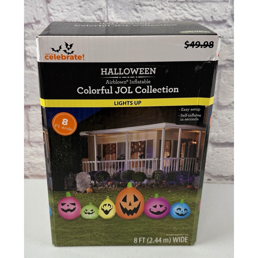 Gemmy 8' Airblown Inflatable Colorful JOL Collection Halloween Airblown Pumpkin